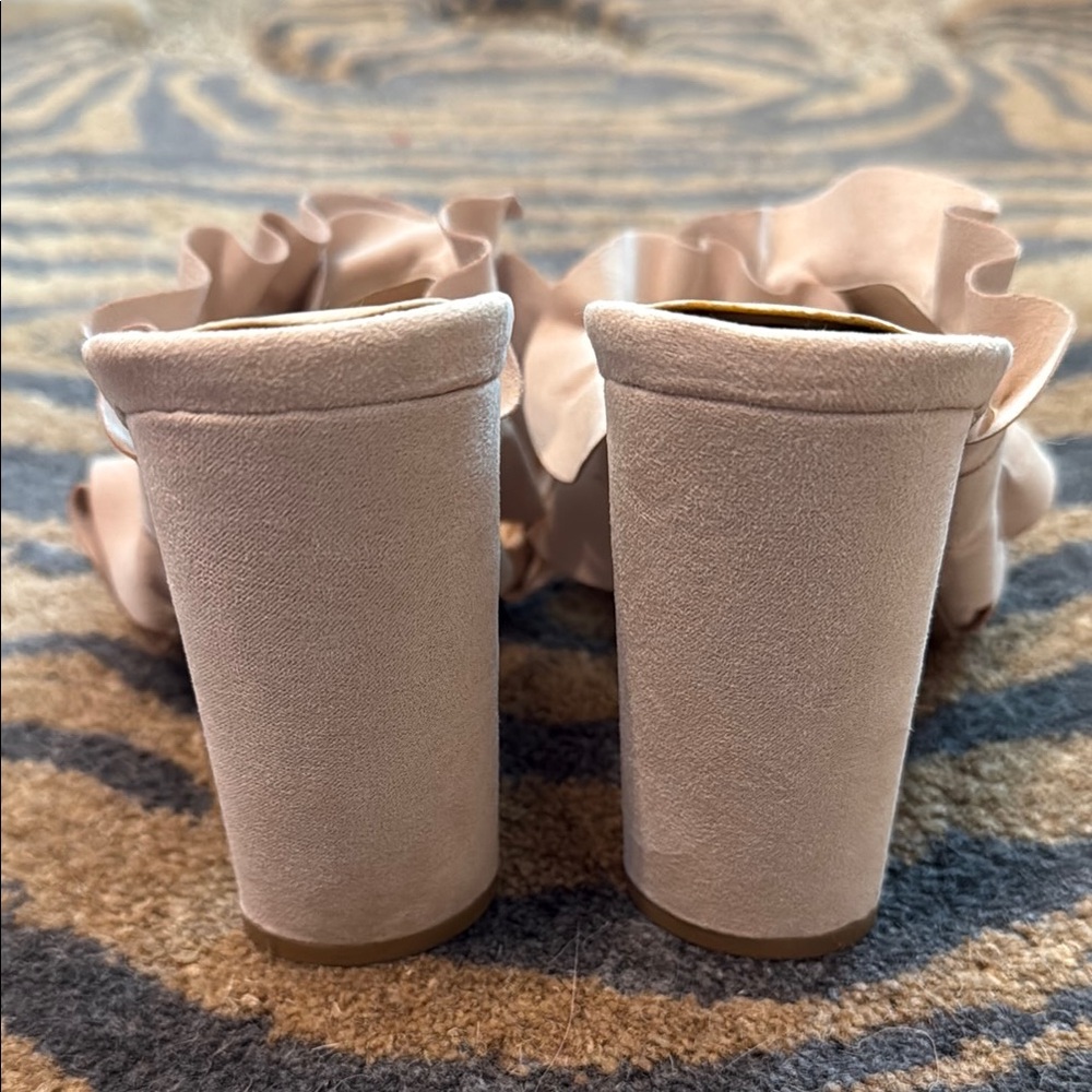 Qupid Ruffled Beige Mules - Picture 3 of 6